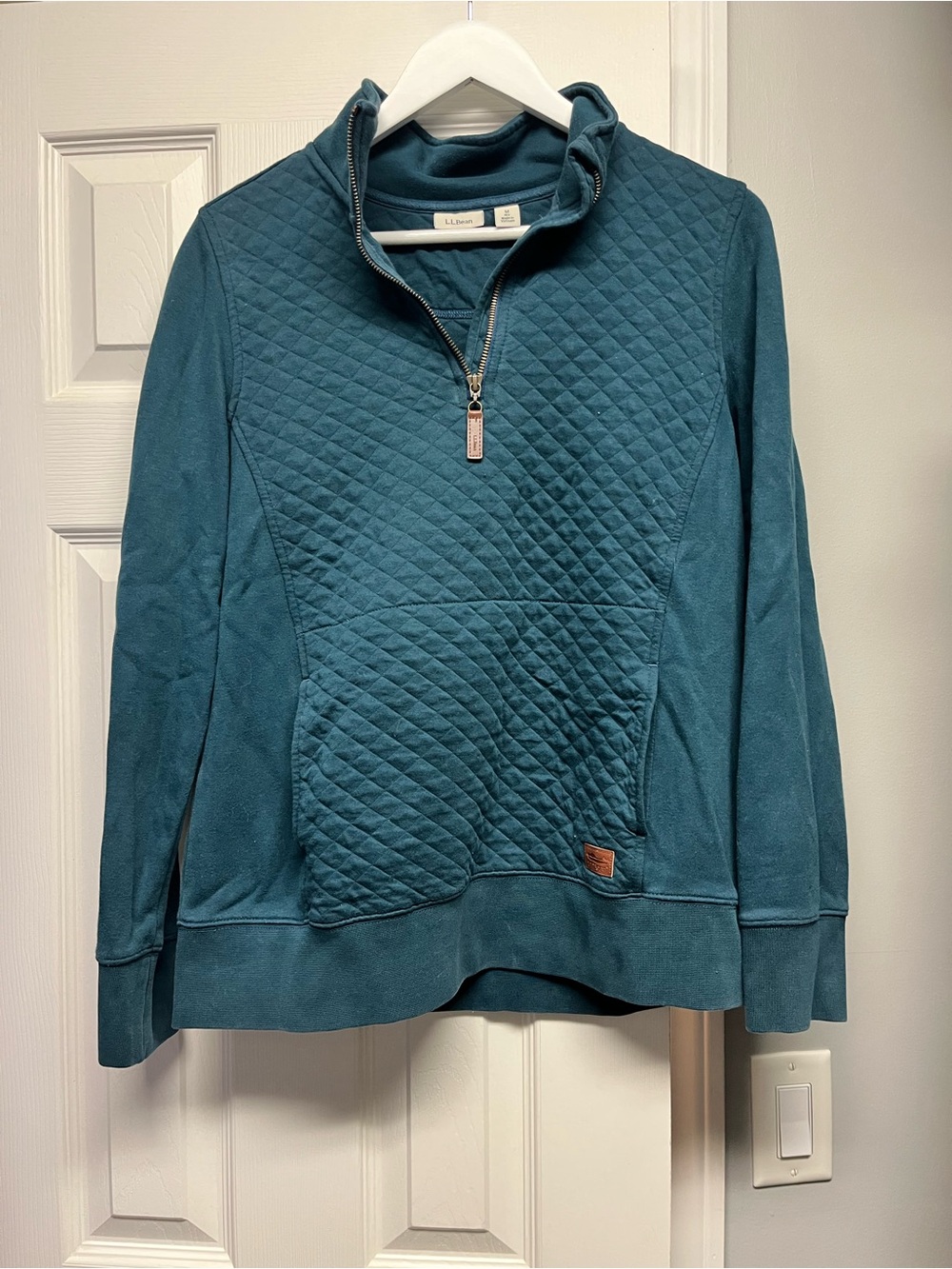 L.L. Bean Teal Quilted Half-Zip Pullover